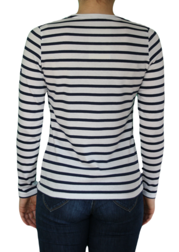 Saint James Da. Bretagne Shirt V- Hals Baumwolle Gr. 38 bis Gr. 48