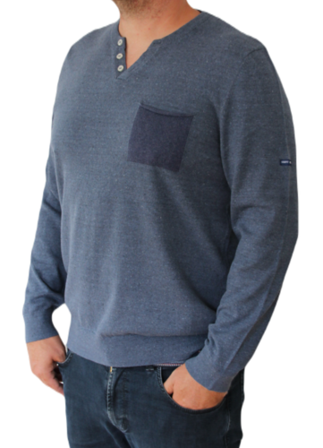 Saint James Herren Henley Baumwolle Leinen Gr.M, Gr.L, Gr.XL, Gr.XXL, Gr.3XL, Gr.4XL