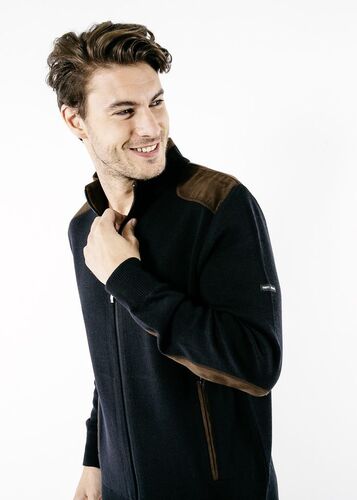 Saint James Herren Punto-di-Roma Strickjacke Navy 60% Wolle Gr. M, L, Gr.XL, Gr.XXL