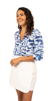 Saint James Damen Bluse wei� blau Muster Viskose