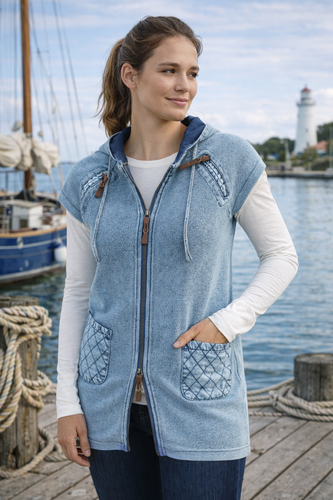 PIECE OF BLUE Hoodie Strickweste 100% Baumwolle