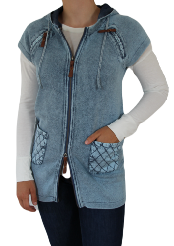 PIECE OF BLUE Hoodie Strickweste 100% Baumwolle