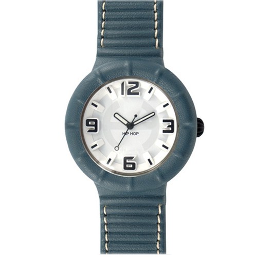 Hip Hop Uhr Silikonuhr leather large HWU0210 blue pacifico