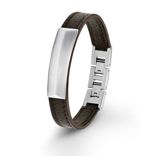 s.Oliver Jewel Herren Armband Leder Edelstahl SO1220/1 - 508070