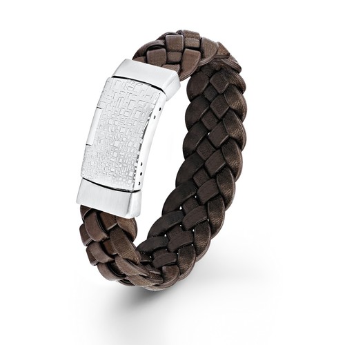 s.Oliver Jewel Herren Armband Leder Edelstahl SO787/1 - 417761