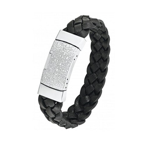 s.Oliver Jewel Herren Armband Leder Edelstahl SO878/1 - 443593