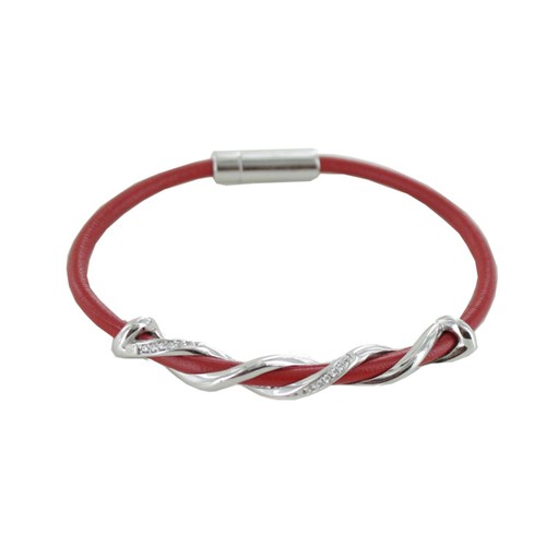 Esprit Damen Armband Leder Silber Swiveled red ESBR91287A170