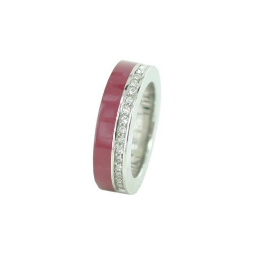 Esprit Damen Ring Edelstahl Marin 68 glam silber / rot ESRG11565J