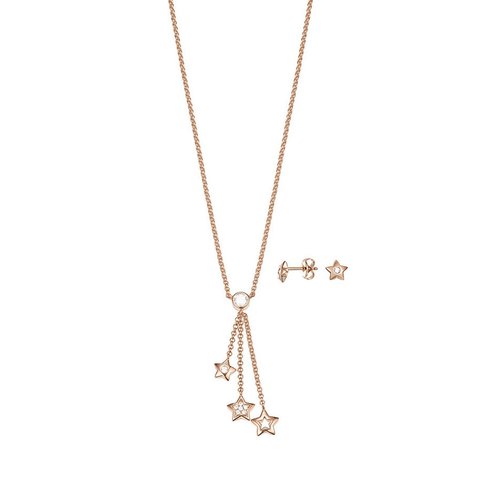 Esprit Damen Kette Schmuck Set JW52884 Silber Ros  Zirkonia Stern ESSE01033C400