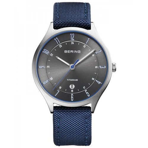 Bering Herren Uhr Armbanduhr Titan Ultra Slim - 11739-873 Textil 