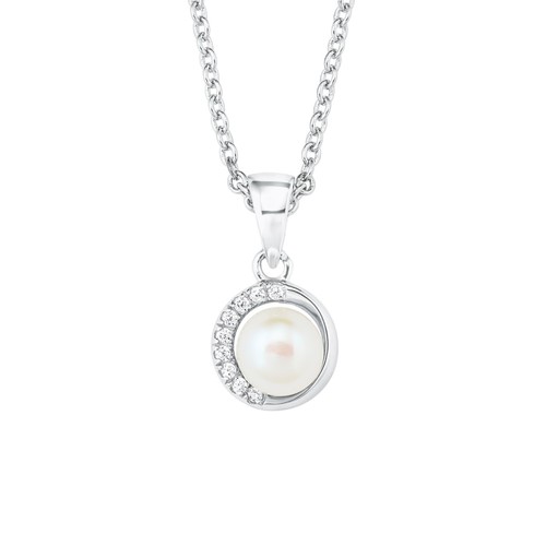 s.Oliver Jewel Damen Kette Halskette Silber Zirkonia Perle 2022755 