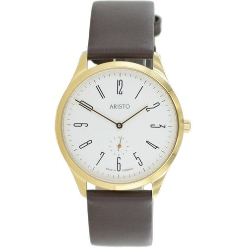 Aristo Bauhaus 1069 Herren Uhr Edelstahl 1H37 Leder 