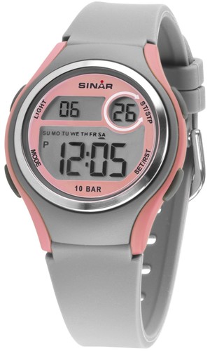 SINAR Jugenduhr Armbanduhr Digital Quarz M�dchen Silikonband XE-64-9 grau rosa