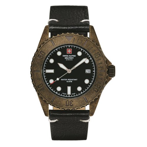 Swiss Alpine Military Herren Uhr Analog Quarz Vintage 7051.1587SAM Leder