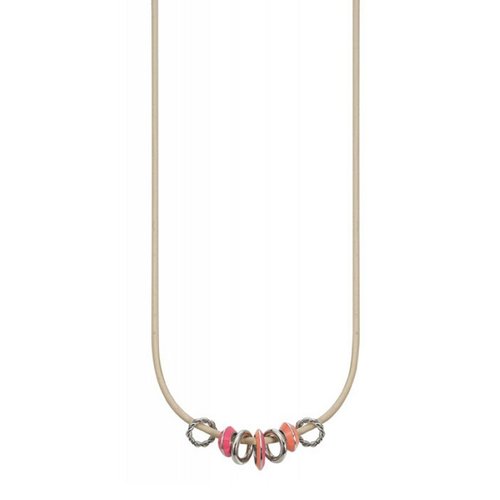 Esprit Damen Kette Edelstahl Leder beige MARIN 68 mix ESNL11825B400