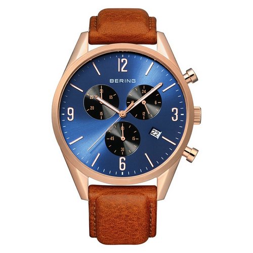 Bering Herren Uhr Armbanduhr Chronograph - 10542-467 Leder