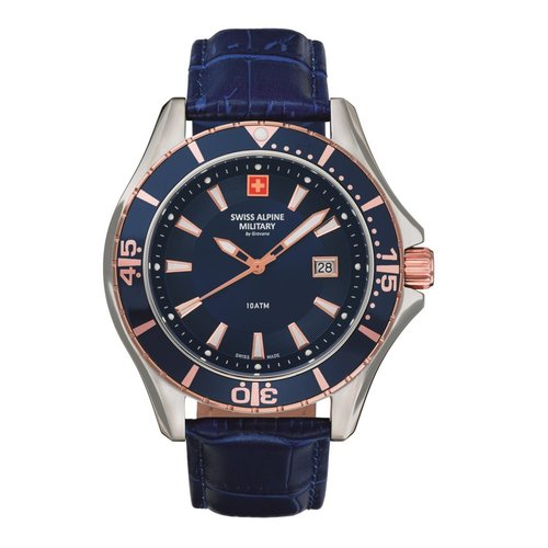 Swiss Alpine Military Herren Uhr Analog Quarz 7040.1555SAM Leder