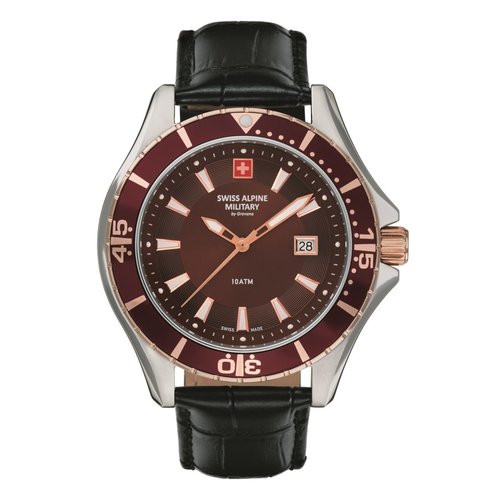Swiss Alpine Military Herren Uhr Analog Quarz 7040.1556SAM Leder