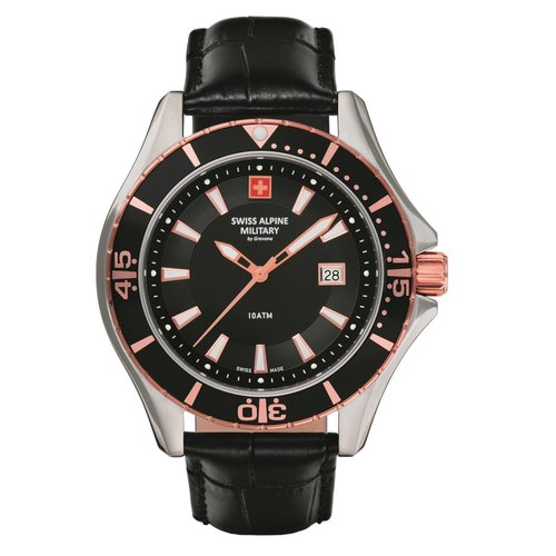 Swiss Alpine Military Herren Uhr Analog Quarz 7040.1557SAM Leder