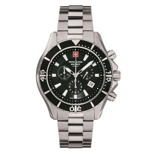 Swiss Alpine Military Herren Uhr Chronograph Analog Quarz 7040.9137SAM Edelstahl
