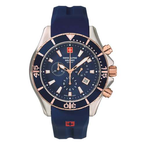 Swiss Alpine Military Herren Uhr Chronograph Analog Quarz 7040.9855SAM Siikon