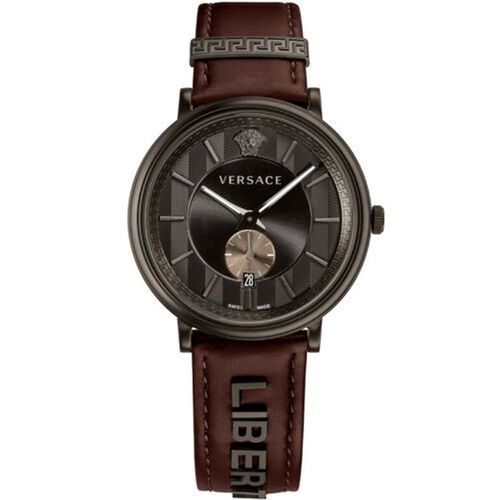 Versace Herren Uhr Armbanduhr V-Circle / The Manifesto Edition VBQ040017 Leder