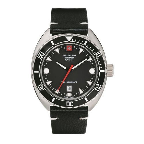 Swiss Alpine Military Herren Uhr Analog Quarz 7066.1537SAM Leder