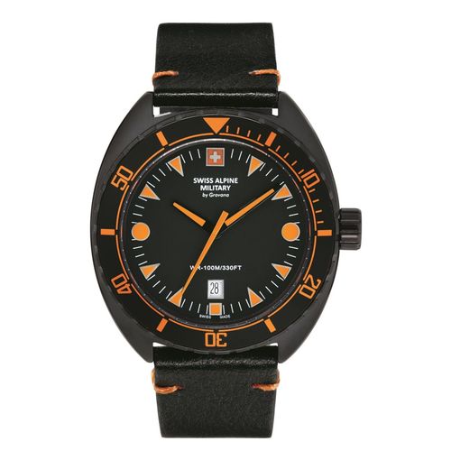 Swiss Alpine Military Herren Uhr Analog Quarz 7066.1579SAM Leder