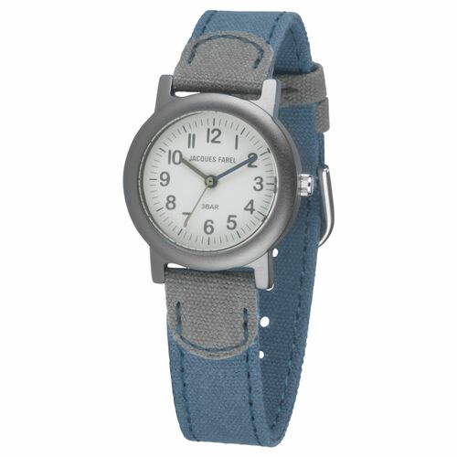 JACQUES FAREL �ko Kinder-Armbanduhr Analog Quarz Jungen ORG 0777 blau grau