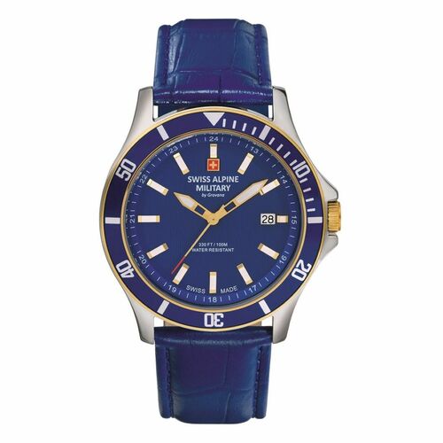 Swiss Alpine Military Herren Uhr Analog Quarz 7022.1545SAM Leder