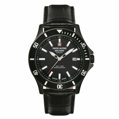 Swiss Alpine Military Herren Uhr Analog Quarz 7022.1577SAM Leder