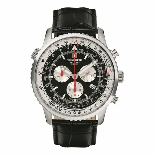 Swiss Alpine Military Herren Uhr Chronograph Analog Quarz 7078.9537SAM Leder
