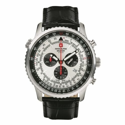 Swiss Alpine Military Herren Uhr Chronograph Analog Quarz 7078.9538SAM Leder