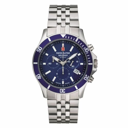 Swiss Alpine Military Herren Uhr Chronograph Analog Quarz 7022.9135SAM Edelstahl