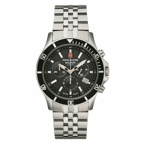 Swiss Alpine Military Herren Uhr Chronograph Analog Quarz 7022.9137SAM Edelstahl