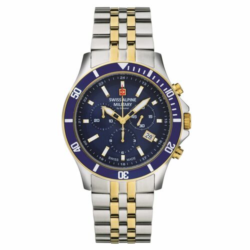 Swiss Alpine Military Herren Uhr Chronograph Analog Quarz 7022.9145SAM Edelstahl