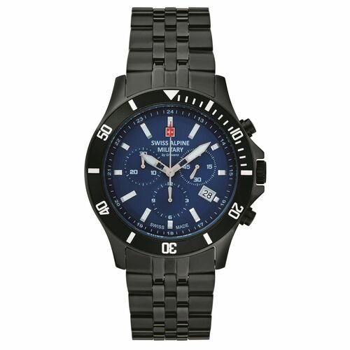Swiss Alpine Military Herren Uhr Chronograph Analog Quarz 7022.9175SAM Edelstahl