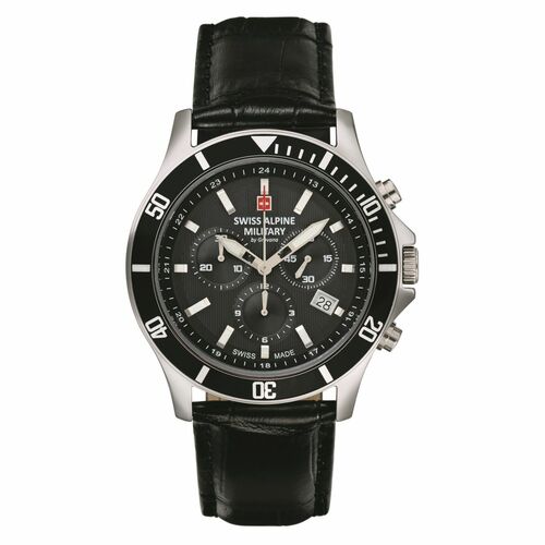 Swiss Alpine Military Herren Uhr Chronograph Analog Quarz 7022.9537SAM Leder