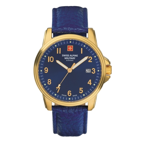 Swiss Alpine Military Herren Uhr Analog Quarz 7011.1515SAM Leder