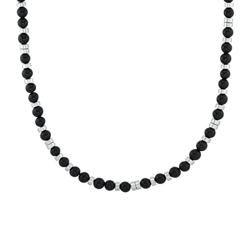 s.Oliver Jewel Herren Kette Edelstahl Achat silber schwarz 2031485