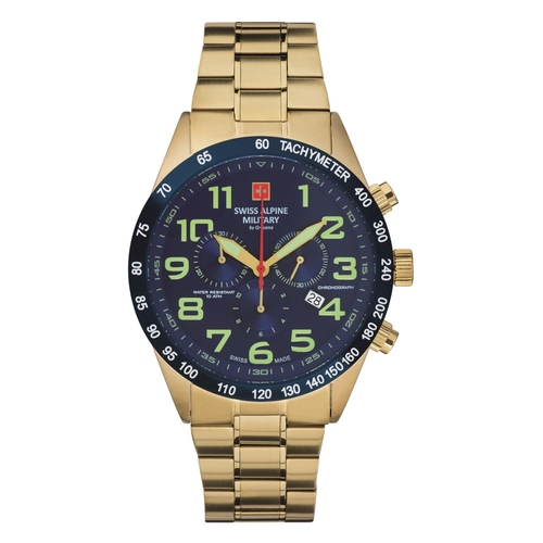 Swiss Alpine Military Herren Uhr Chronograph Analog Quarz 7047.9115SAM Edelstahl