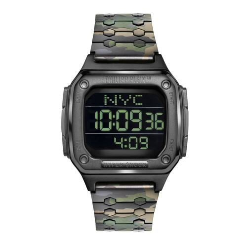 Philipp Plein Herren Uhr Digital Quarz HYPER SHOCK gun camo  PWHAA0921 Edelstahl