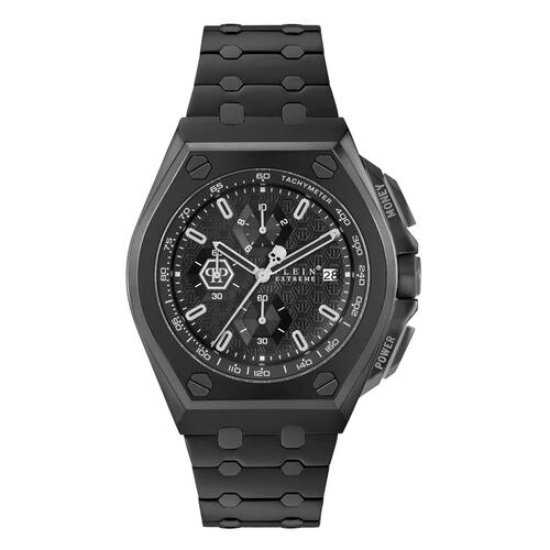 Philipp Plein Herren Uhr Chrono Quarz PLEIN EXTREME schwarz PWGAA0821 Edelstahl