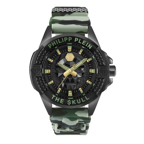Philipp Plein Herren Uhr Quarz $KULL IP GUN grau camouflage PWAAA0821 Silikon