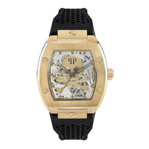 Philipp Plein Herren Uhr Automatik $KELETON gold PWBAA0321 Silikon 
