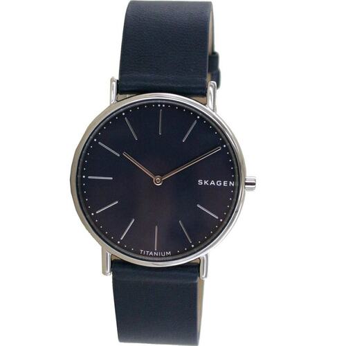 Skagen Herren Uhr Armbanduhr Ancher Leder blau SKW6481