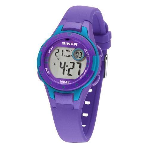 SINAR Jugenduhr Kinder Armbanduhr Digital Quarz Silikon XE-52-7 Lila T�rkis