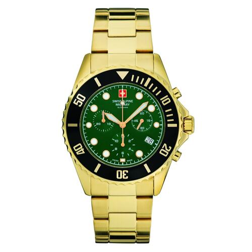 Swiss Alpine Military Herren Uhr Chronograph Analog Quarz 7053.9114SAM Edelstahl