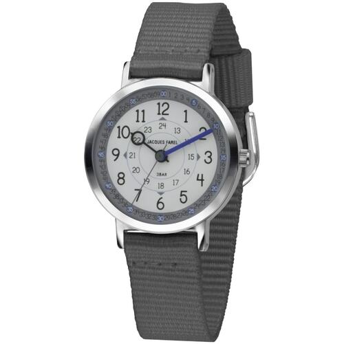 JACQUES FAREL Kinder-Armbanduhr Analog Quarz Textilband KOP 22 grau