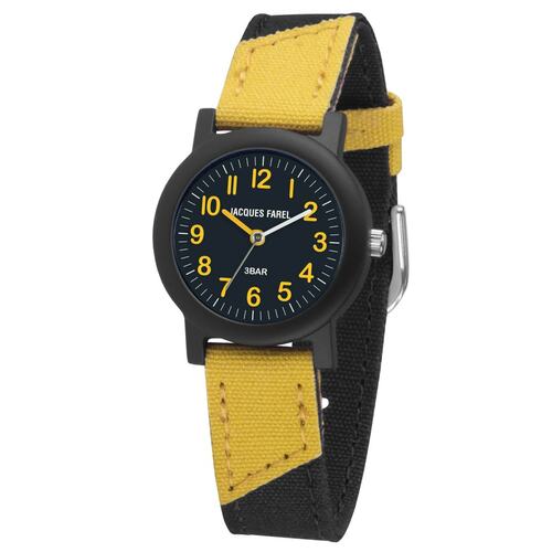 JACQUES FAREL Öko Kinder-Armbanduhr Analog Quarz Jungen ORG 1470 schwarz  gelb | Quarzuhren direkt bestellen